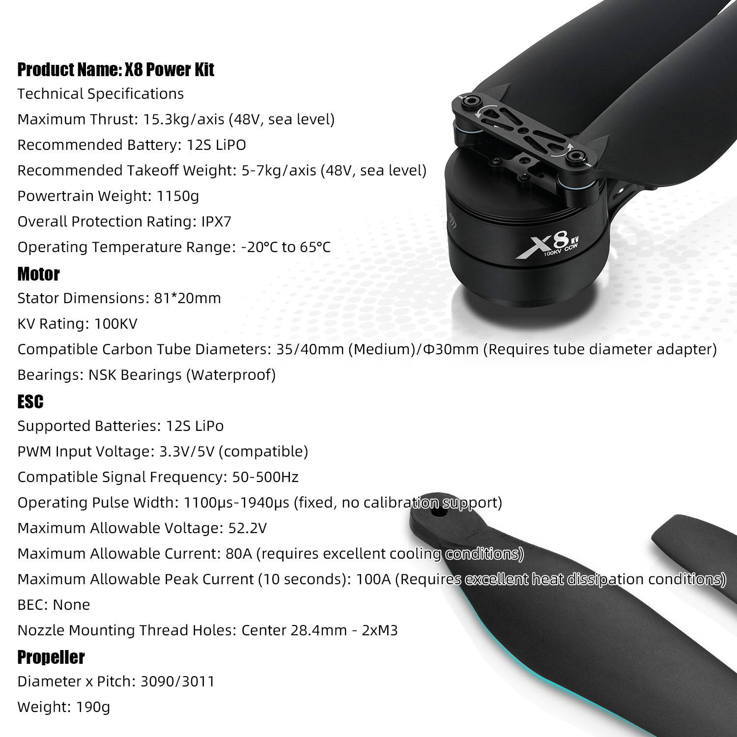 X8 Power System Kit: 100KV Mot - Drone Kit Heavy Lift 리뷰 및 가격